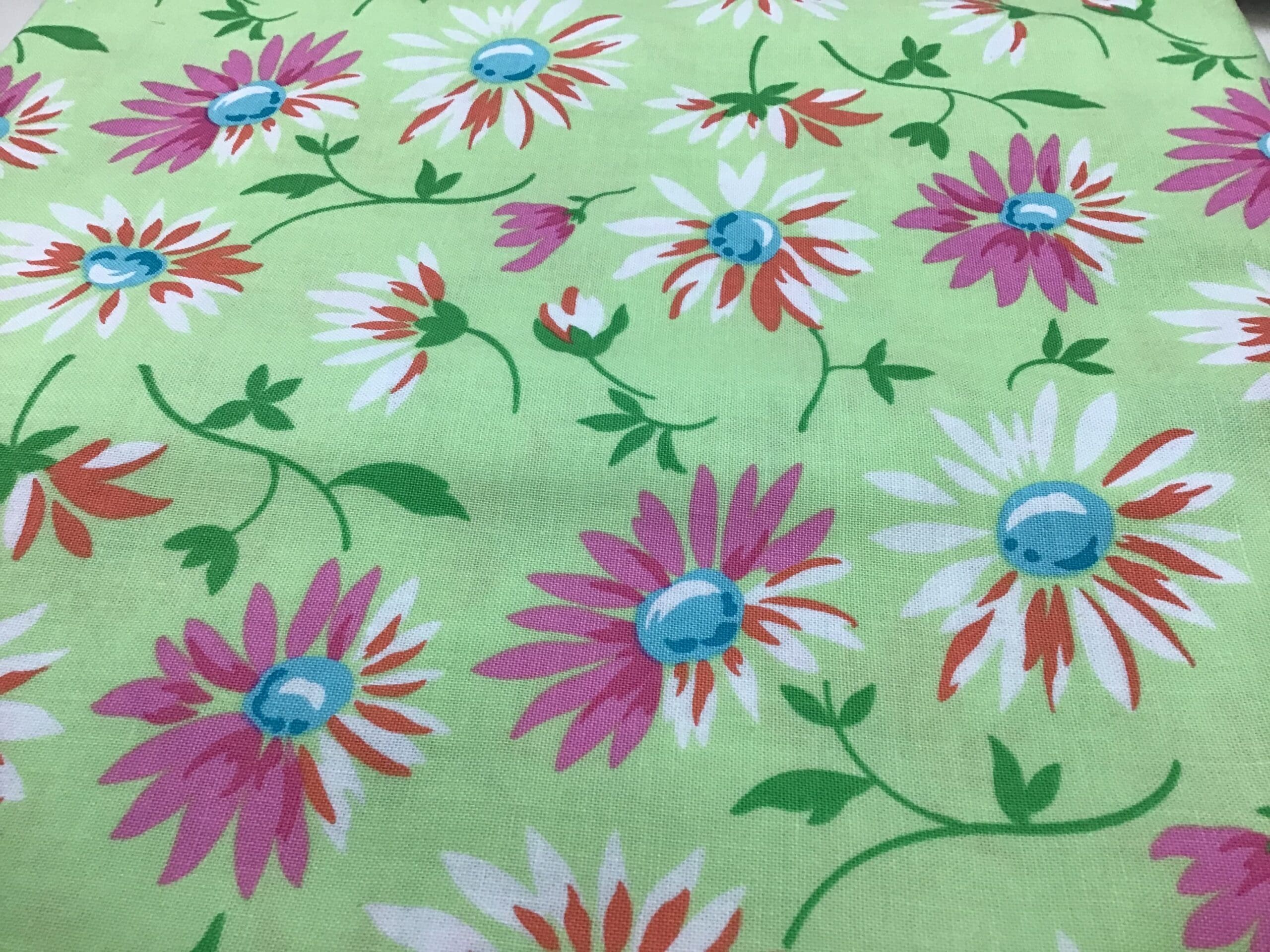 Good Day Large Daisies 22371 Green pink orange white by Moda Good Day Large Daisies 22371 Green pink orange white by Moda