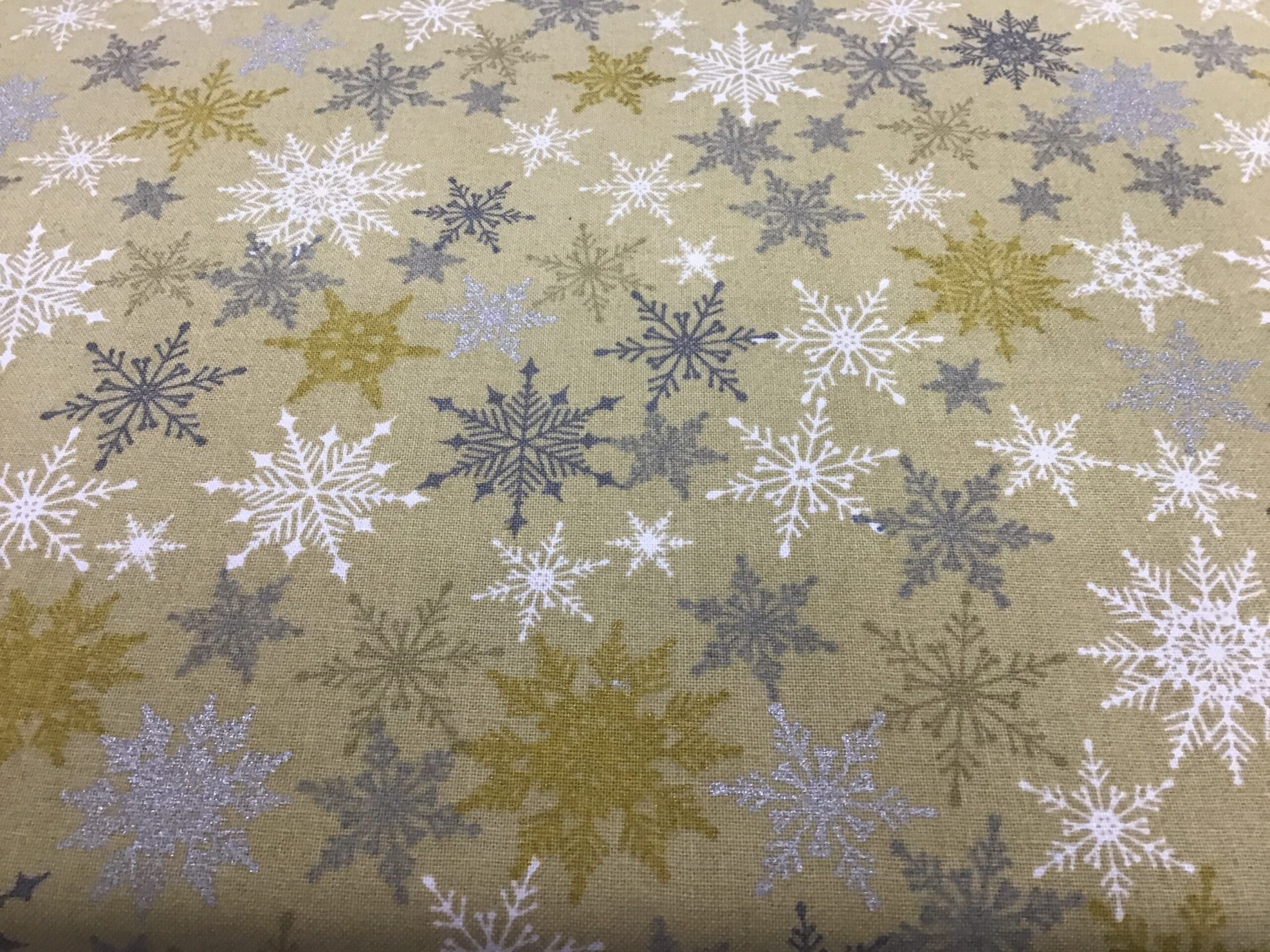 Sparkle glitter snowflake mustard gold fabric Christmas Sparkle glitter snowflake mustard gold fabric Christmas