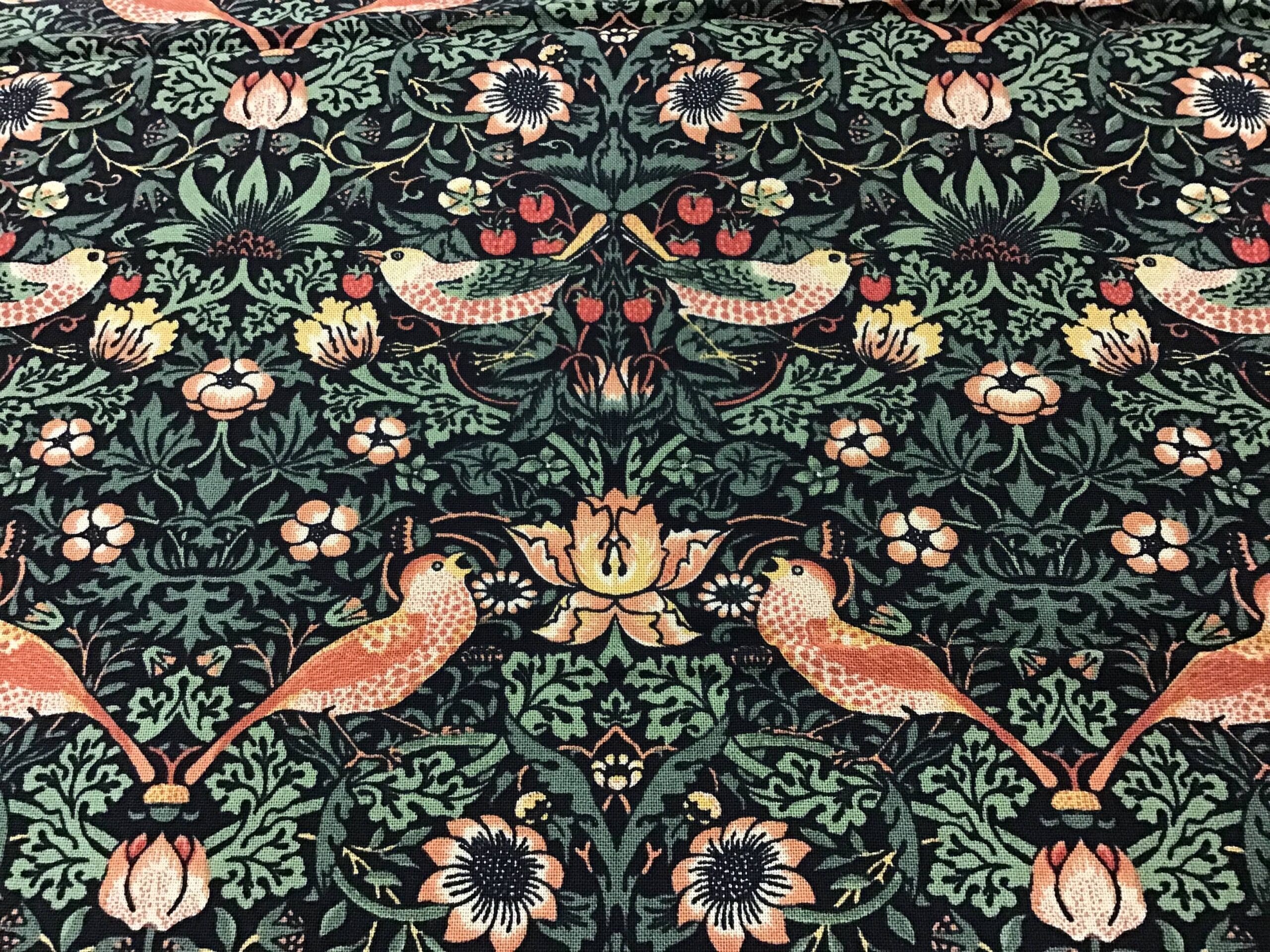 Best of Morris -Fall 3349017 Strawberry Thief Ebony Black fabric by Moda Best of Morris -Fall 3349017 Strawberry Thief Ebony Black fabric by Moda