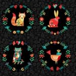 Folk Friends 2308X Price per 60cm panel by Makower fabric Folk Friends 2308X Price per 60cm panel by Makower fabric