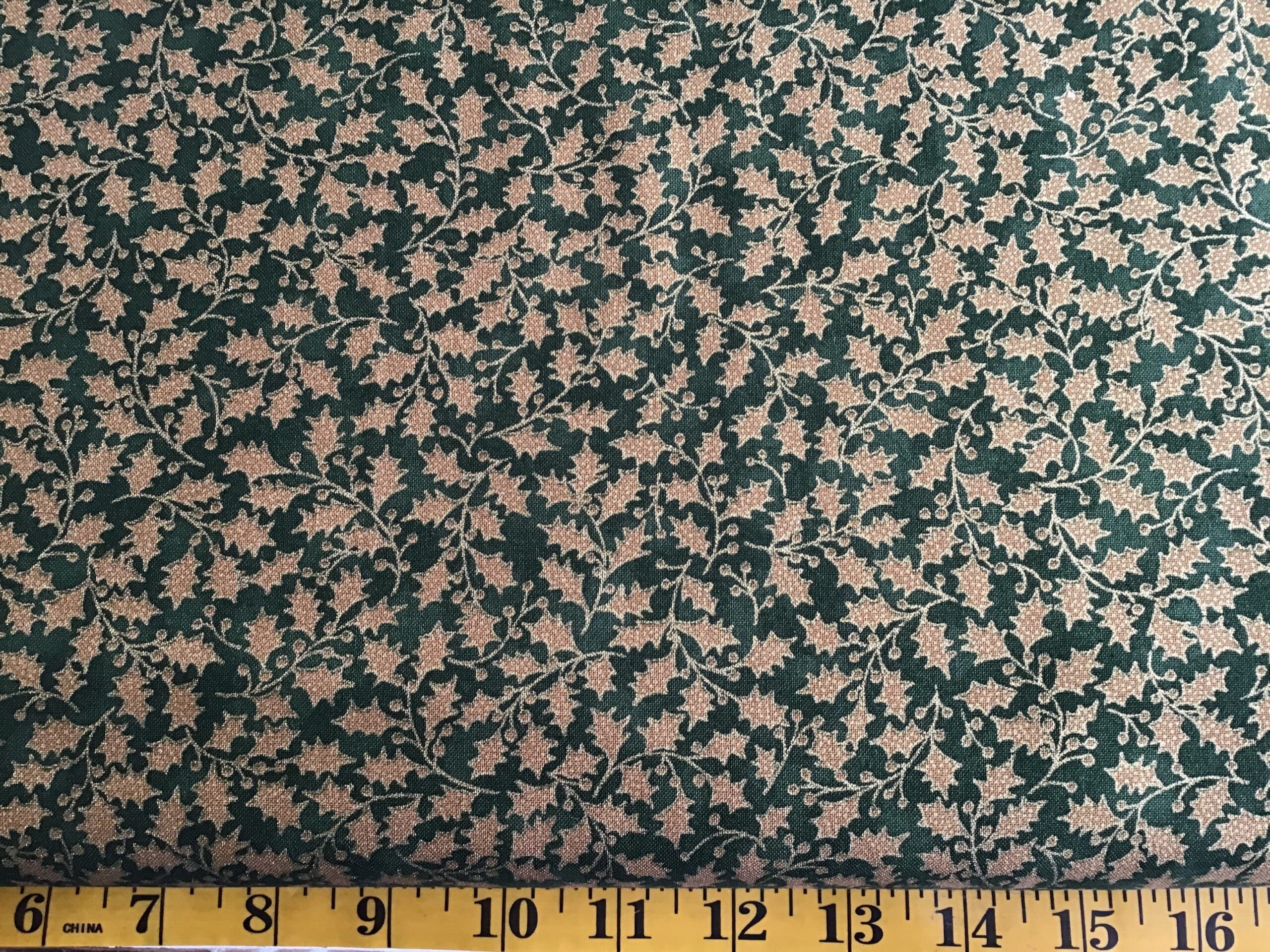 Poinsettias and Pine 3351513M Evergreen Holly Gold by Moda Fabric Poinsettias and Pine 3351513M Evergreen Holly Gold by Moda Fabric