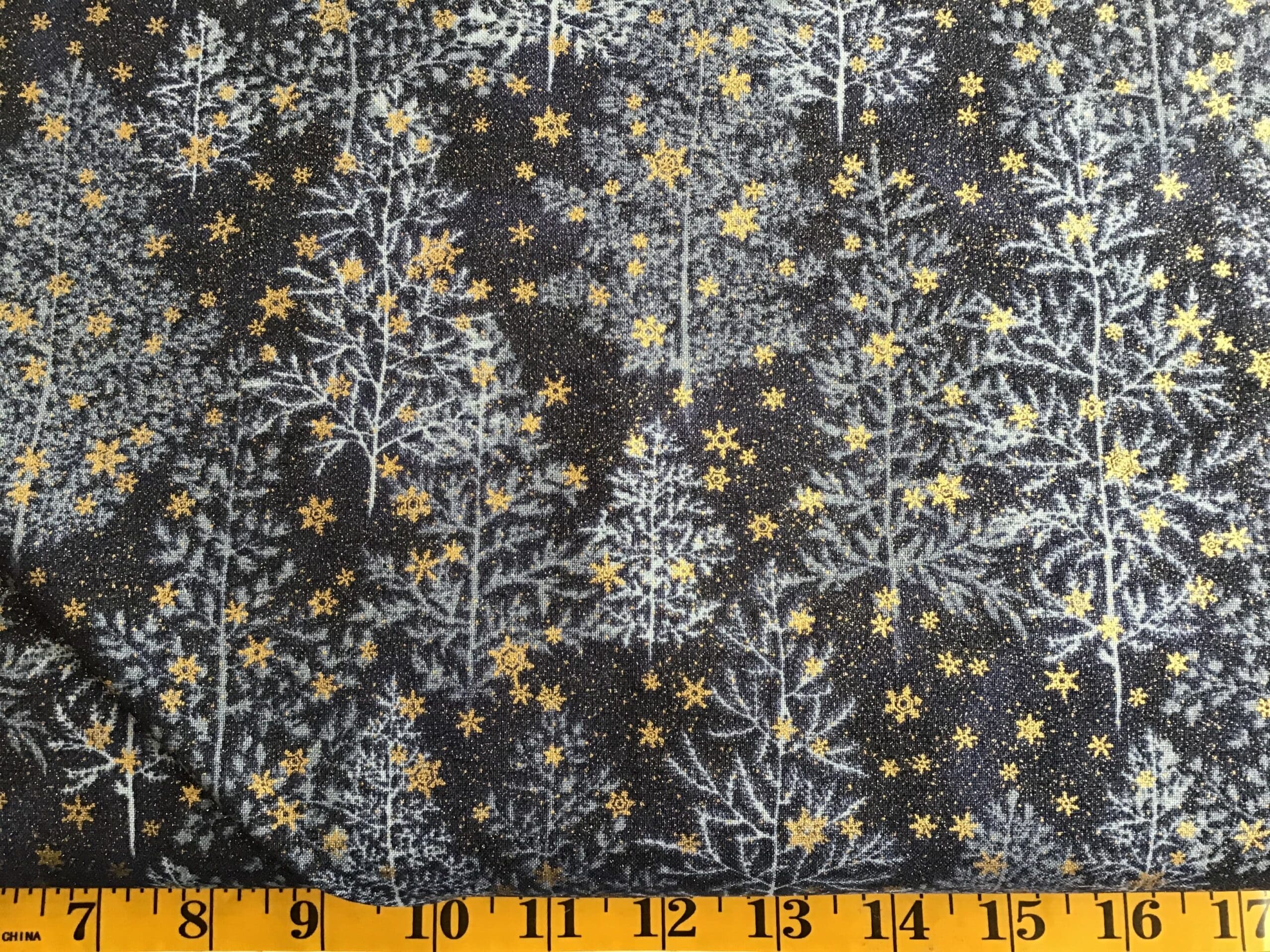Forest Frost Glitter 3352017MG Night Sky Trees Blue by Moda Fabrics Forest Frost Glitter 3352017MG Night Sky Trees Blue by Moda Fabrics