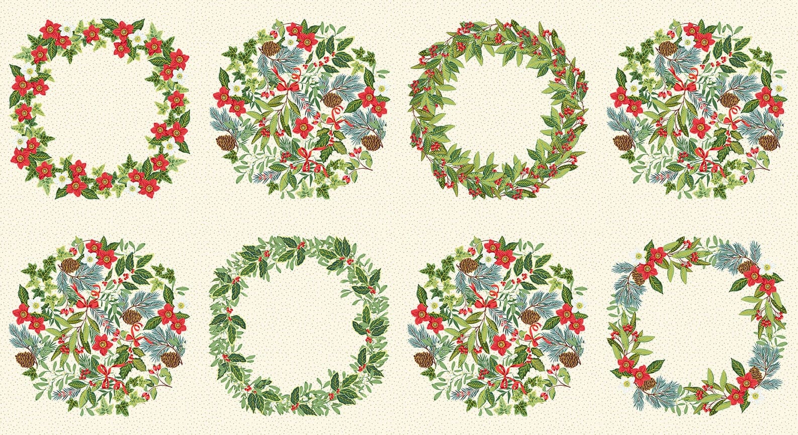 Yuletide 2291 Price per 60cm panel Cream Multi by Makower fabric Yuletide 2291 Price Per 60cm Panel Cream Multi By Makower Fabric