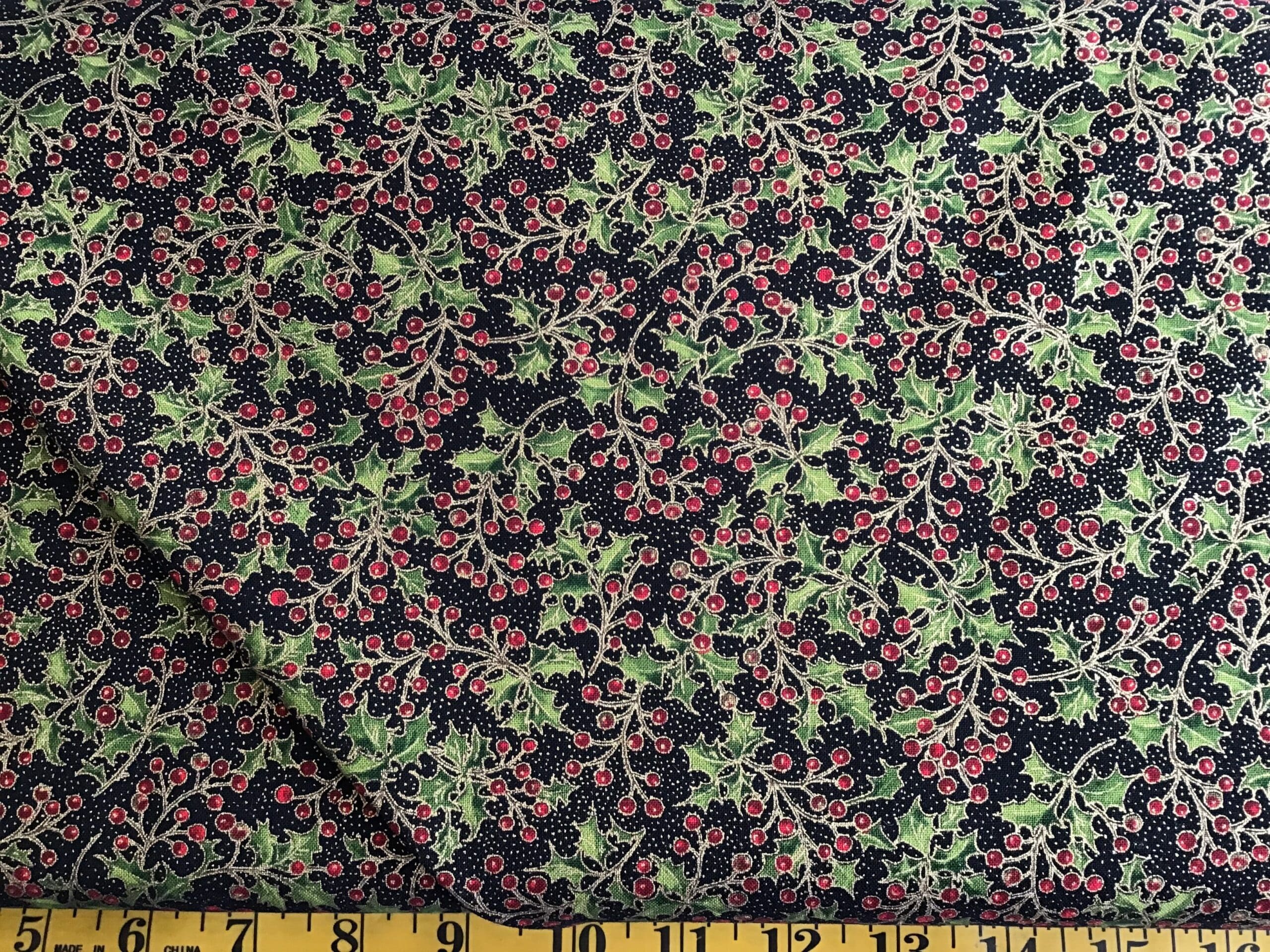 Poinsettias and Pine 33514M Ebony Poinsettia Black Red with Gold by Moda Fabric Poinsettias And Pine 33514m Ebony Poinsettia Black Red With Gold By Moda Fabric