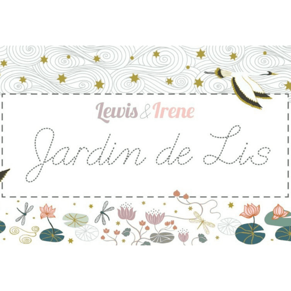 Jardin de Lis A4882 Flying heron pink with gold by Lewis and Irene fabric Jardin de Lis A4882 Flying heron pink with gold by Lewis and Irene fabric - Image 2
