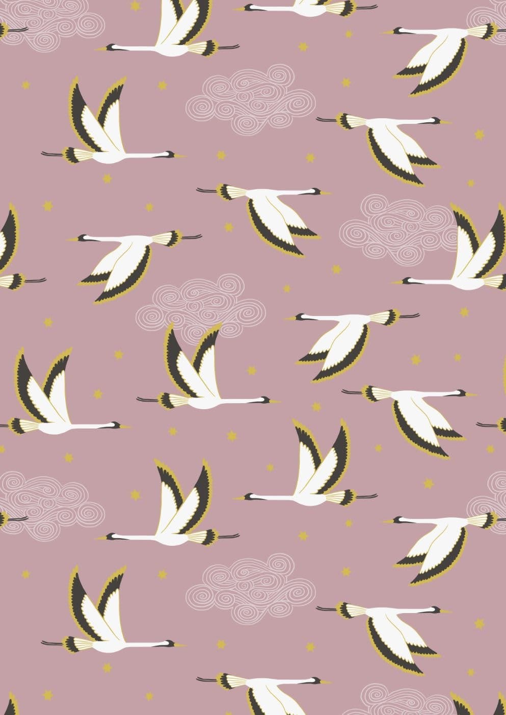 Jardin de Lis A4882 Flying heron pink with gold by Lewis and Irene fabric Jardin de Lis A4882 Flying heron pink with gold by Lewis and Irene fabric