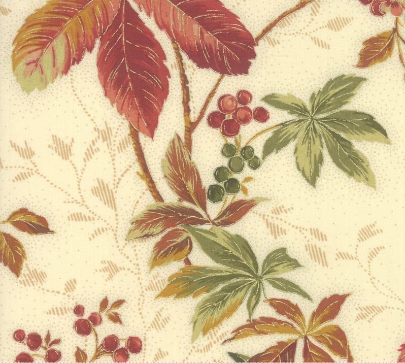 Arboretum 3353011m Red Autumn leaves on cream by Moda 33530.11m Leaves On Cream 1