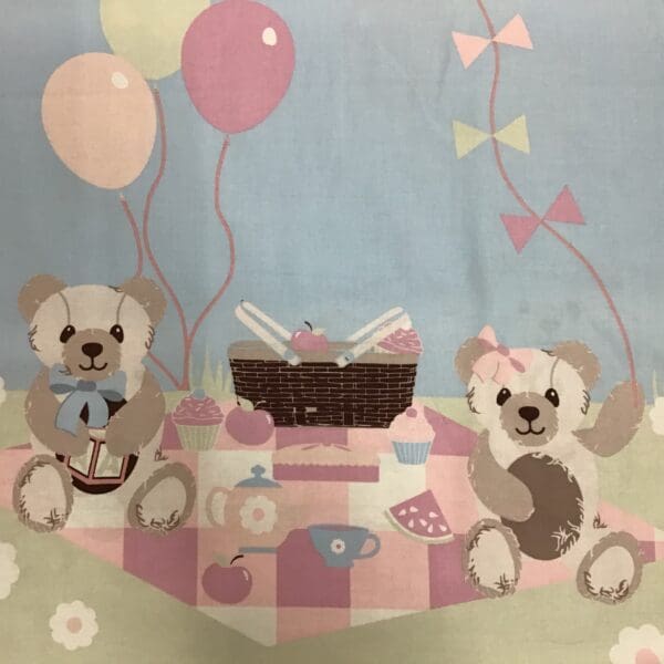 TEDDY BEAR PICNIC 60cm panel pastels TEDDY BEAR PICNIC 60cm panel pastels