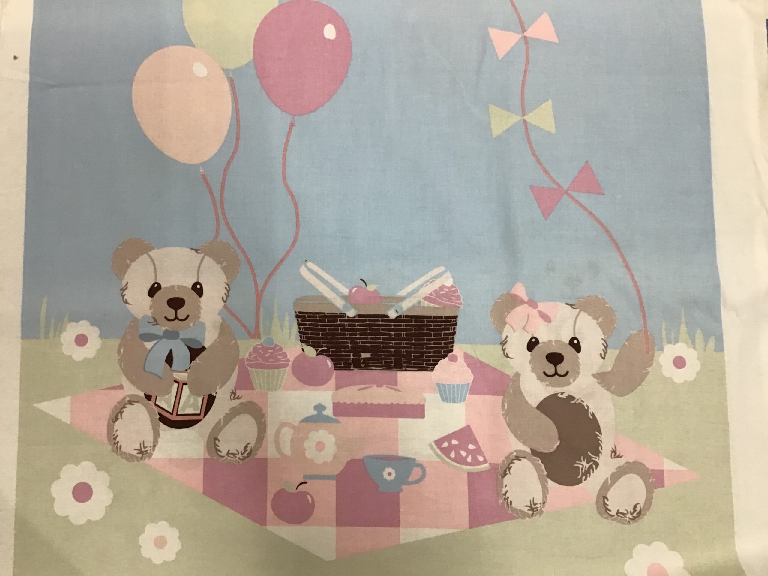 TEDDY BEAR PICNIC 60cm panel pastels TEDDY BEAR PICNIC 60cm panel pastels