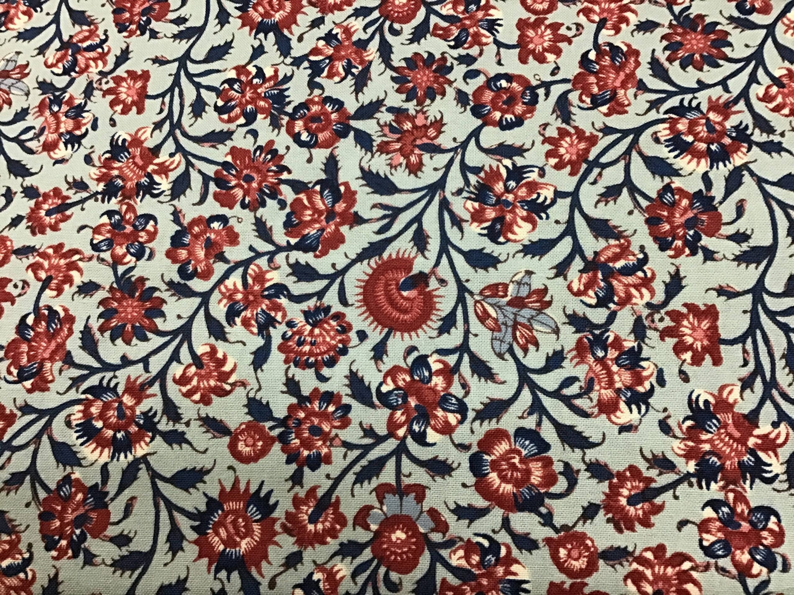 Dutch Heritage GUJARAT red flowers of blue fabric Dutch Heritage Gujarat Red Flowers Of Blue Fabric