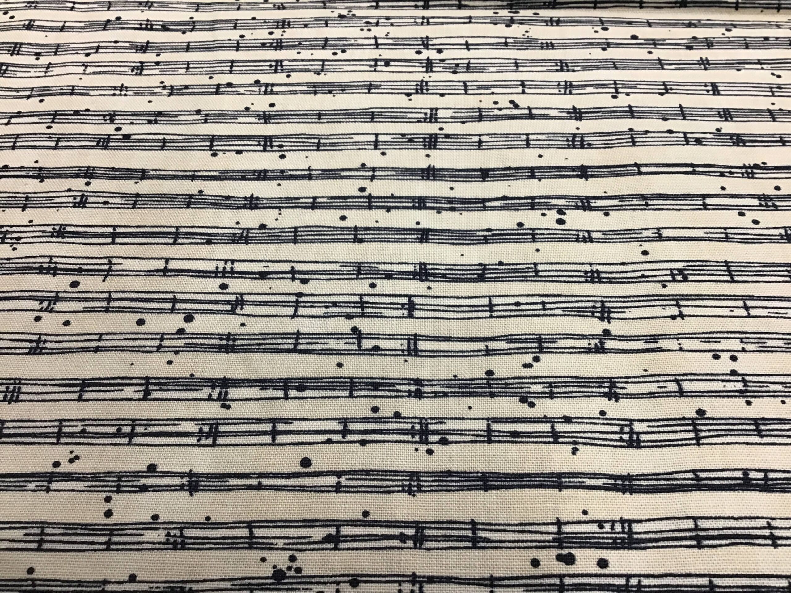 The Blues 1690013 Billie Sheet music navy on cream by Janet Clare fabrics The Blues 1690013 Billie Sheet music navy on cream by Janet Clare fabrics