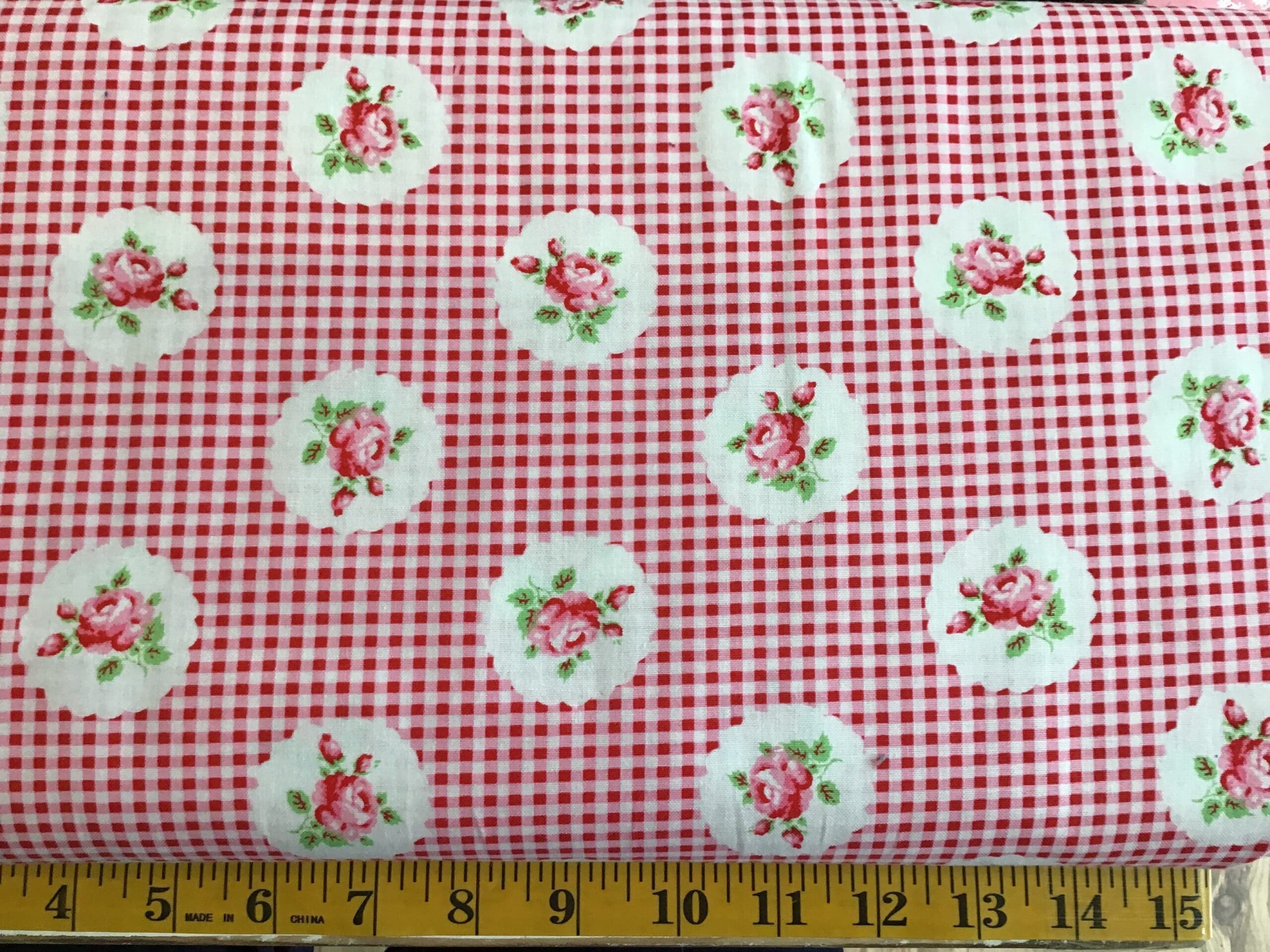 Y27044 Janey gingham floral by Tanya Whelan red Y27044 Janey gingham floral by Tanya Whelan red