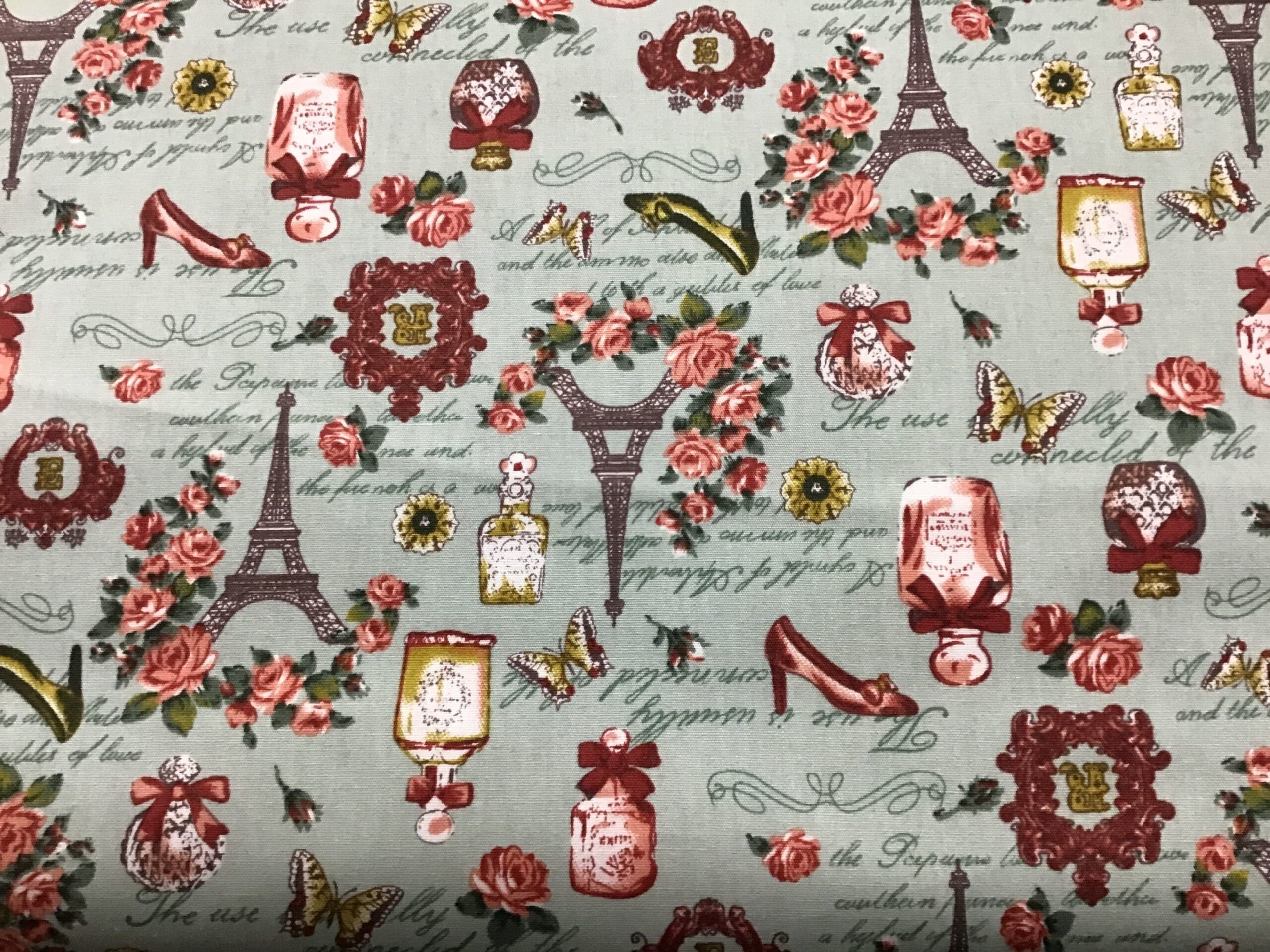 PARIS PETIT ROSE AQUA fabric PARIS PETIT ROSE AQUA fabric