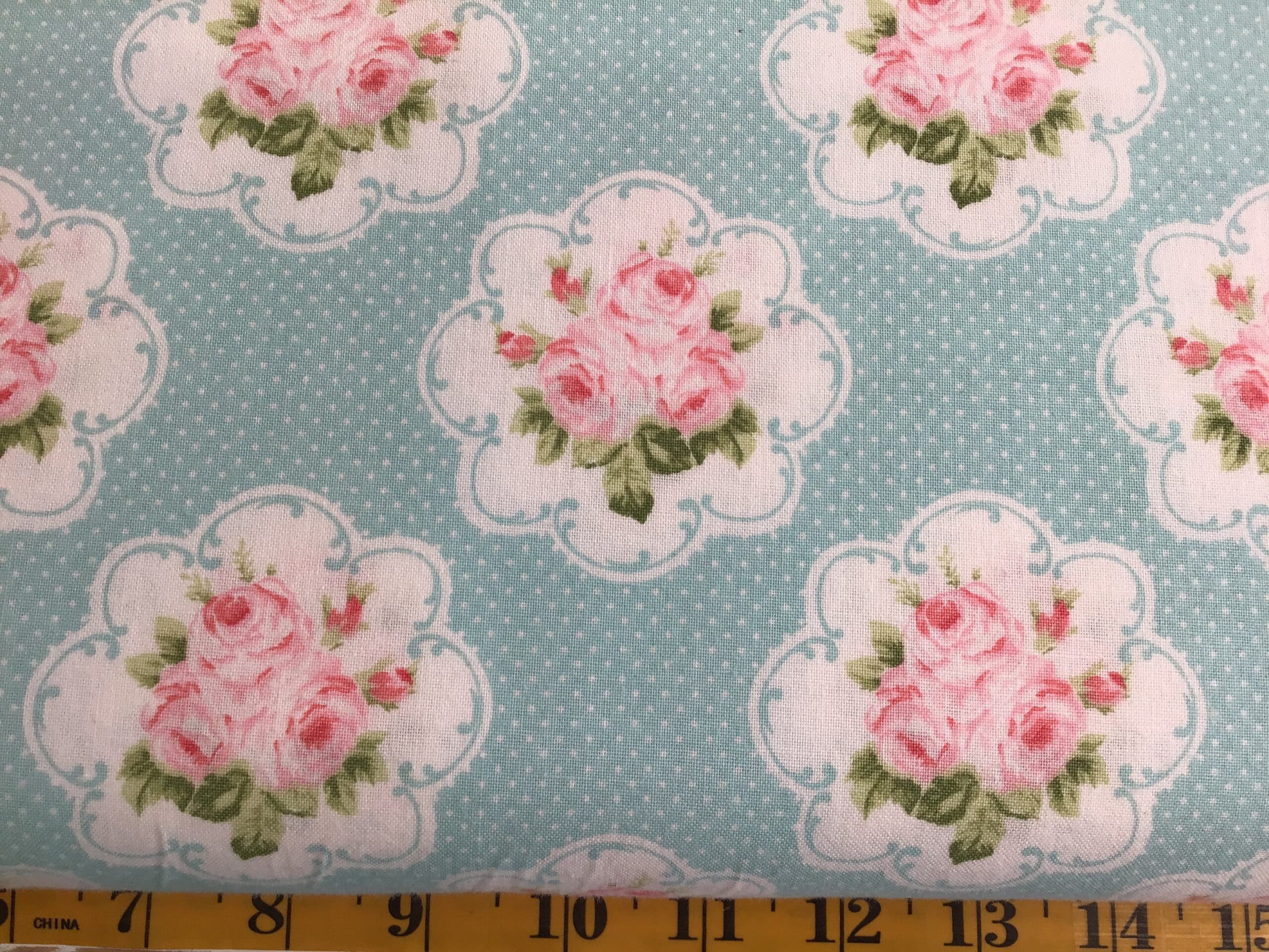 14949 Pink rose on blue dot 14949 Pink rose on blue dot