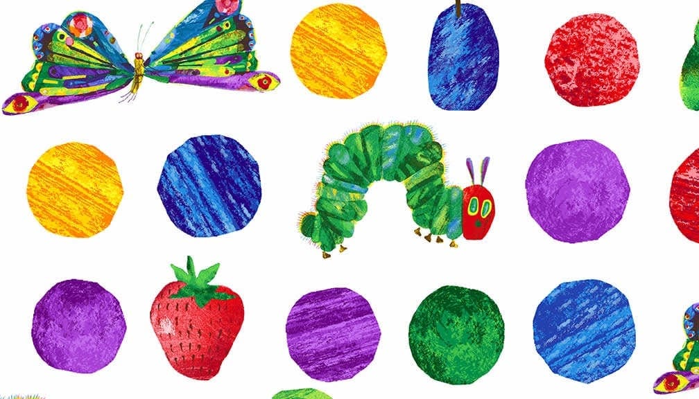 Hungry Caterpillar 7232X Fruits and Dots Large by Makower Fabrics Hungry Caterpillar 7232X Fruits and Dots Large by Makower Fabrics