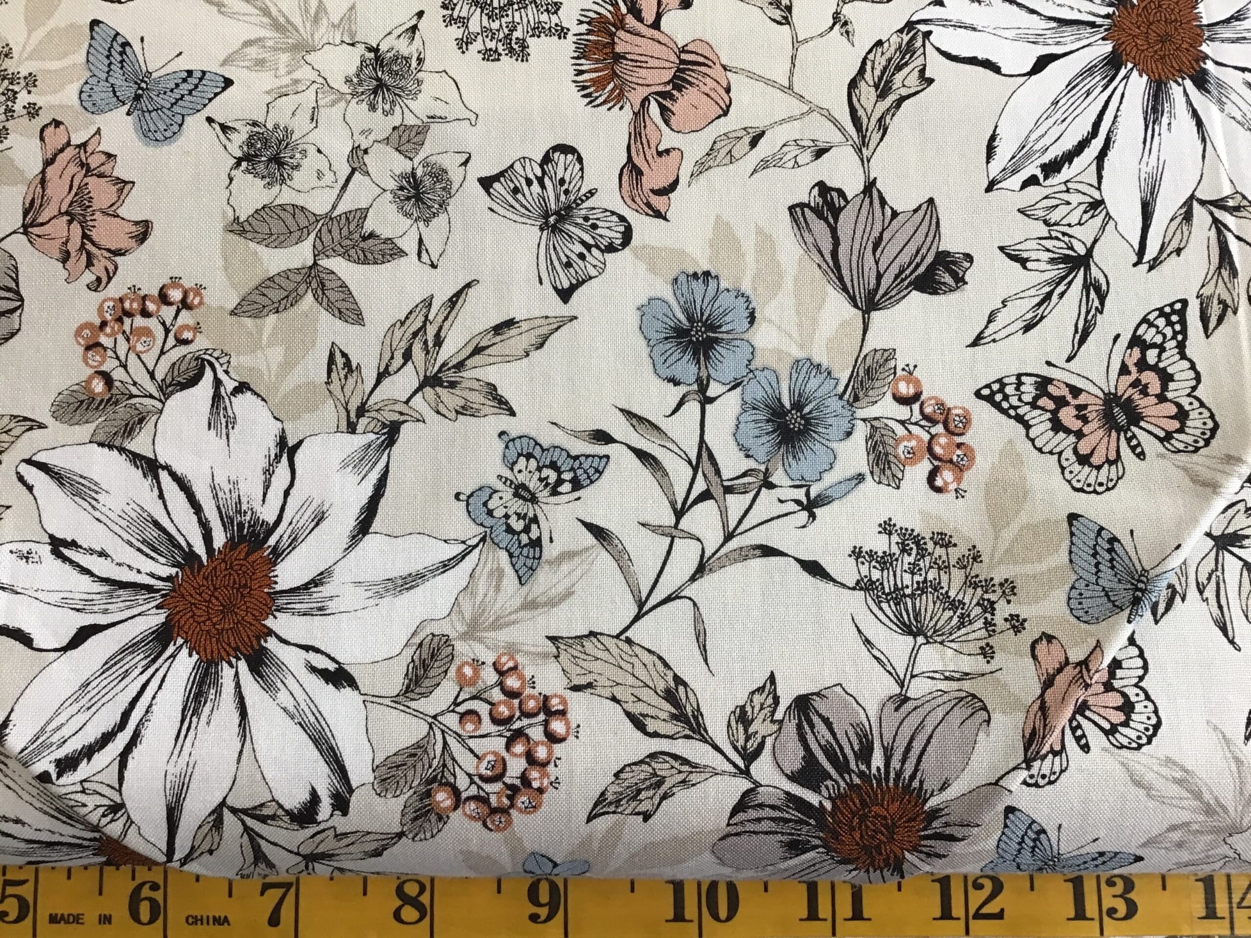 1862 BOTANICA EXOTIC Florals Multi on cream by Makower 1862 BOTANICA EXOTIC Florals Multi on cream by Makower