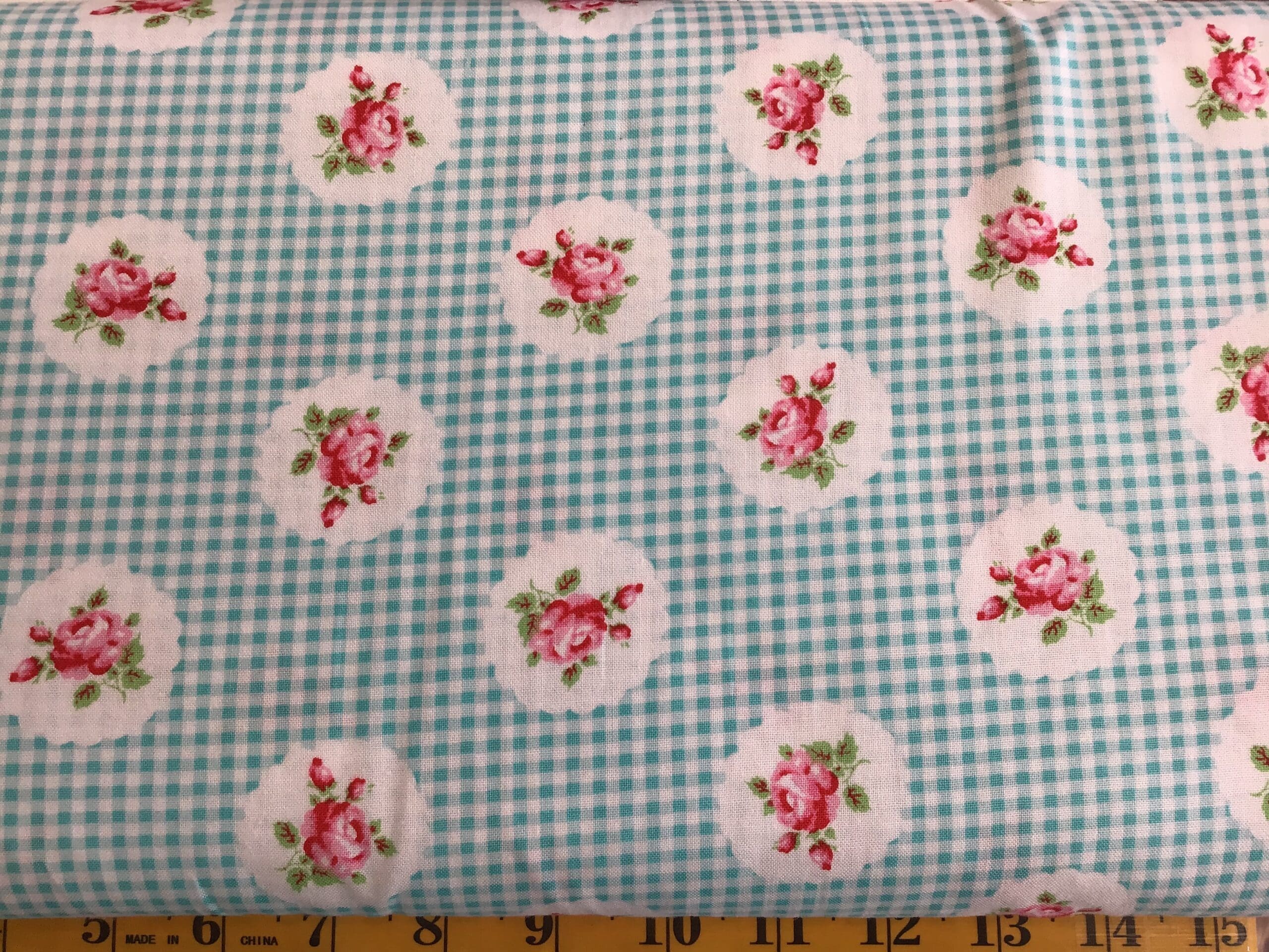 Y270432 Janey by Tanya Whelan gingham floral aqua Y270432 Janey by Tanya Whelan gingham floral aqua