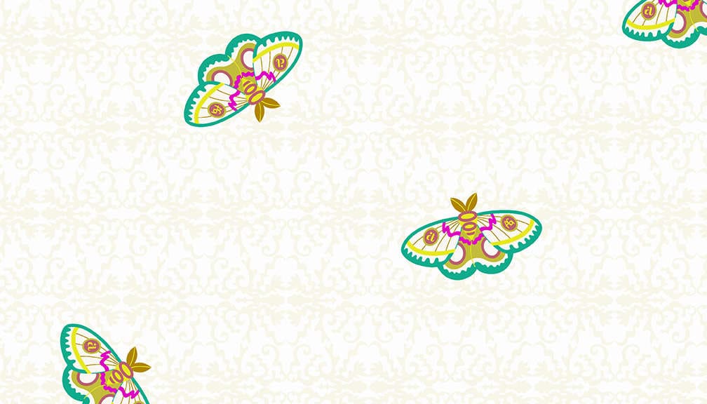 Art Theory 9700L Rainbow Moth on Cream by Alison Glass fabric Art Theory 9700L Rainbow Moth on Cream by Alison Glass fabric