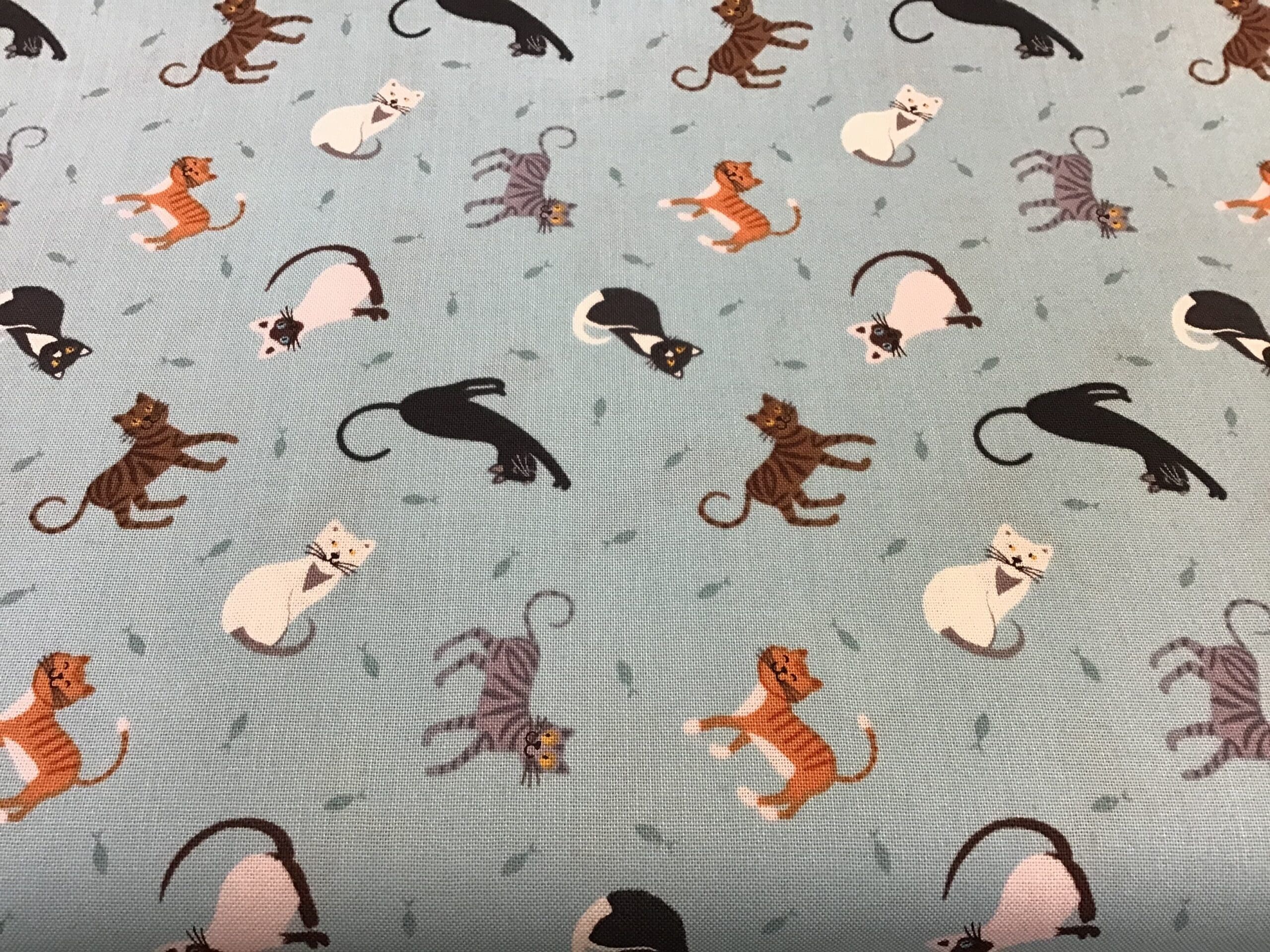 Small Things…Pets SM283 Cats on aqua blue by Lewis and Irene fabric small things…pets sm283 cats on aqua blue by lewis and irene fabric