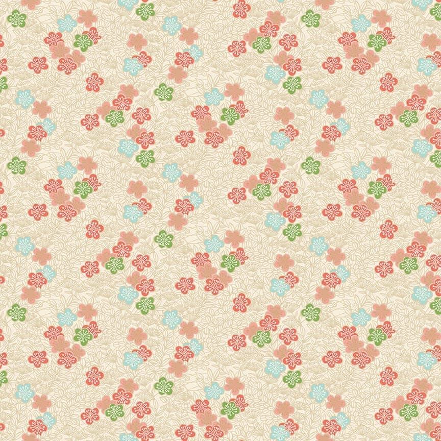 Michiko 2336Q Bushclover on Cream by Makower fabric Michiko Bushclover cream