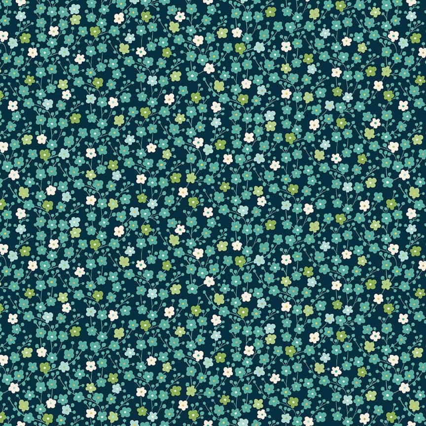 Michiko 2335B Blossom on Navy Blue by Makower fabric Michiko 2335B Blossom on Navy Blue by Makower fabric