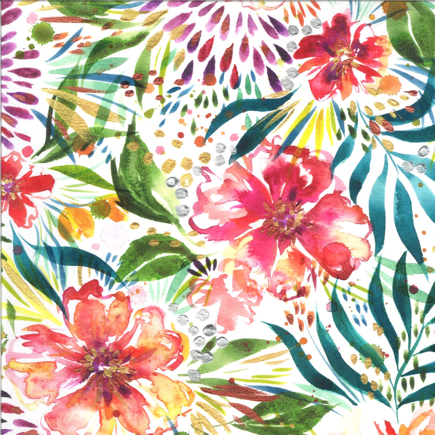 Moody Bloom 844111D Watercolour tropical flowers Multi on White by Create Joy for Moda Fabrics Moody Bloom 844111D Watercolour tropical flowers Multi on White by Create Joy for Moda Fabrics