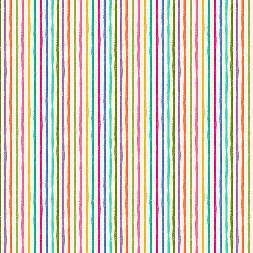 Katie’s Cats 2347Q Chalky Stripe Multi on Cream by Makower Fabric Katie's Cats 2347Q Chalky Stripe Multi on Cream by Makower Fabric