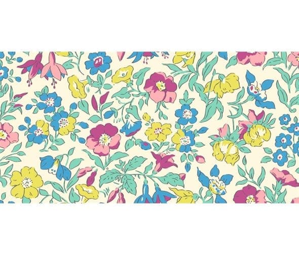 Liberty Flower Show 24B Mamie Pink yellow green blue fabric liberty flower show 24b mamie pink yellow green blue fabric