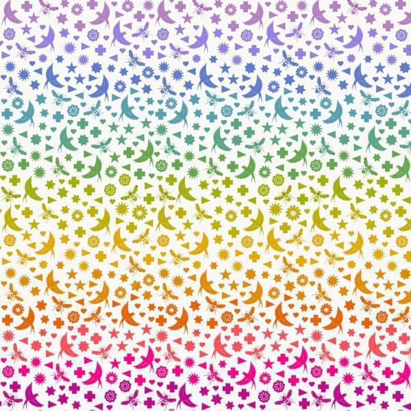 Art Theory 9699L Birds & Bees Rainbow on Cream by Alison Glass for Makower fabrics