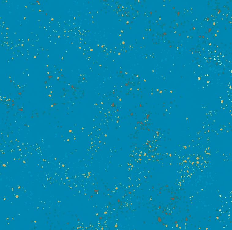 Speckled RS502750M Bright Blue Blender with Gold & Pink Speckles by Ruby Star Society fabric Speckled RS502750M Bright Blue Blender with Gold & Pink Speckles by Ruby Star Society fabric