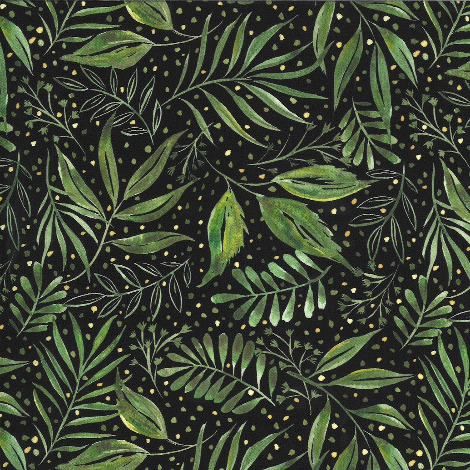 Moody Bloom 844512D Jungle leaves Green on Black by Create Joy for Moda Fabrics Moody Bloom 844512D Jungle leaves Green on Black by Create Joy for Moda Fabrics