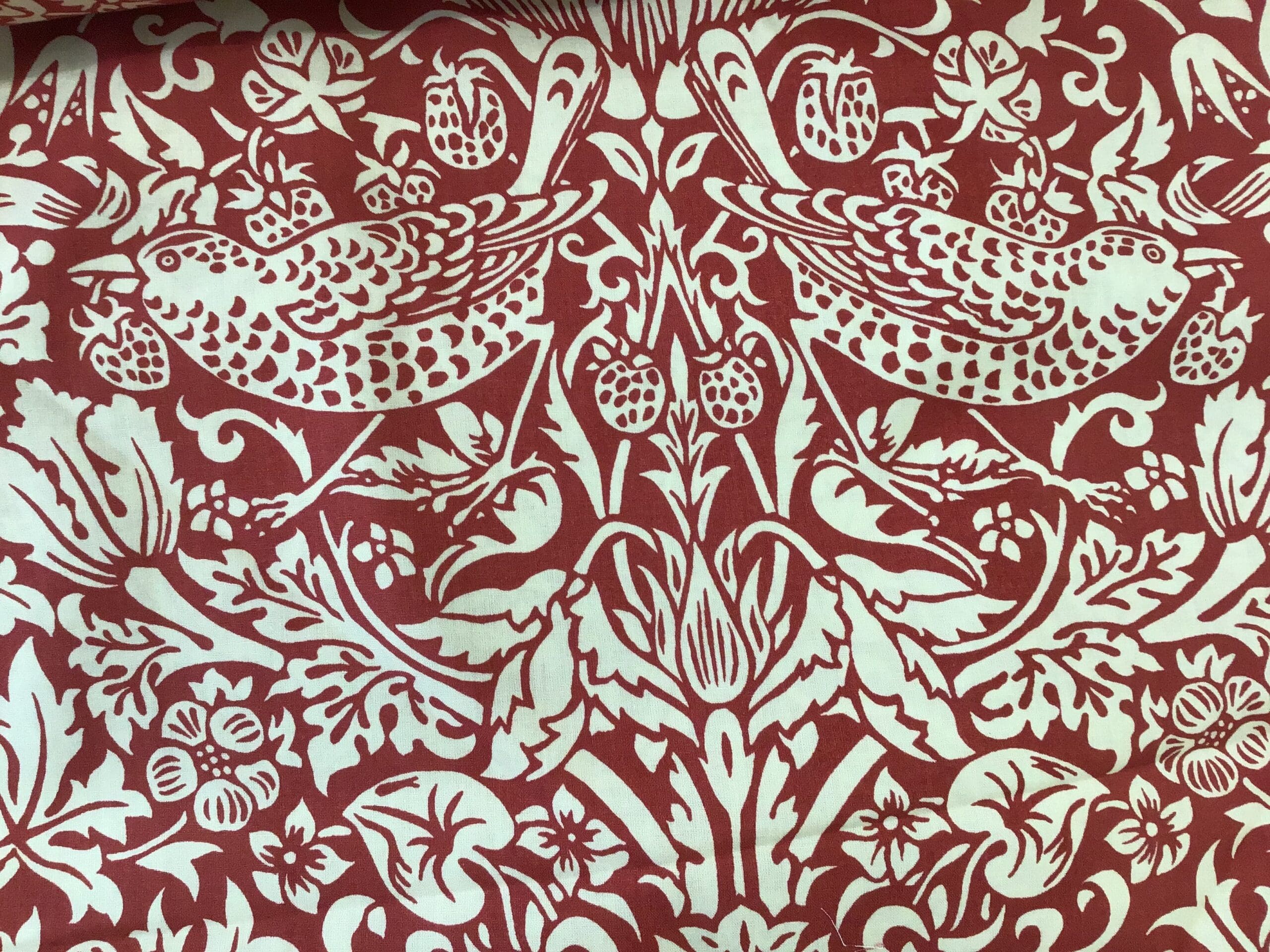 Morris Strawberry Thief 108” wide Red Cream morris strawberry thief 108” wide red cream