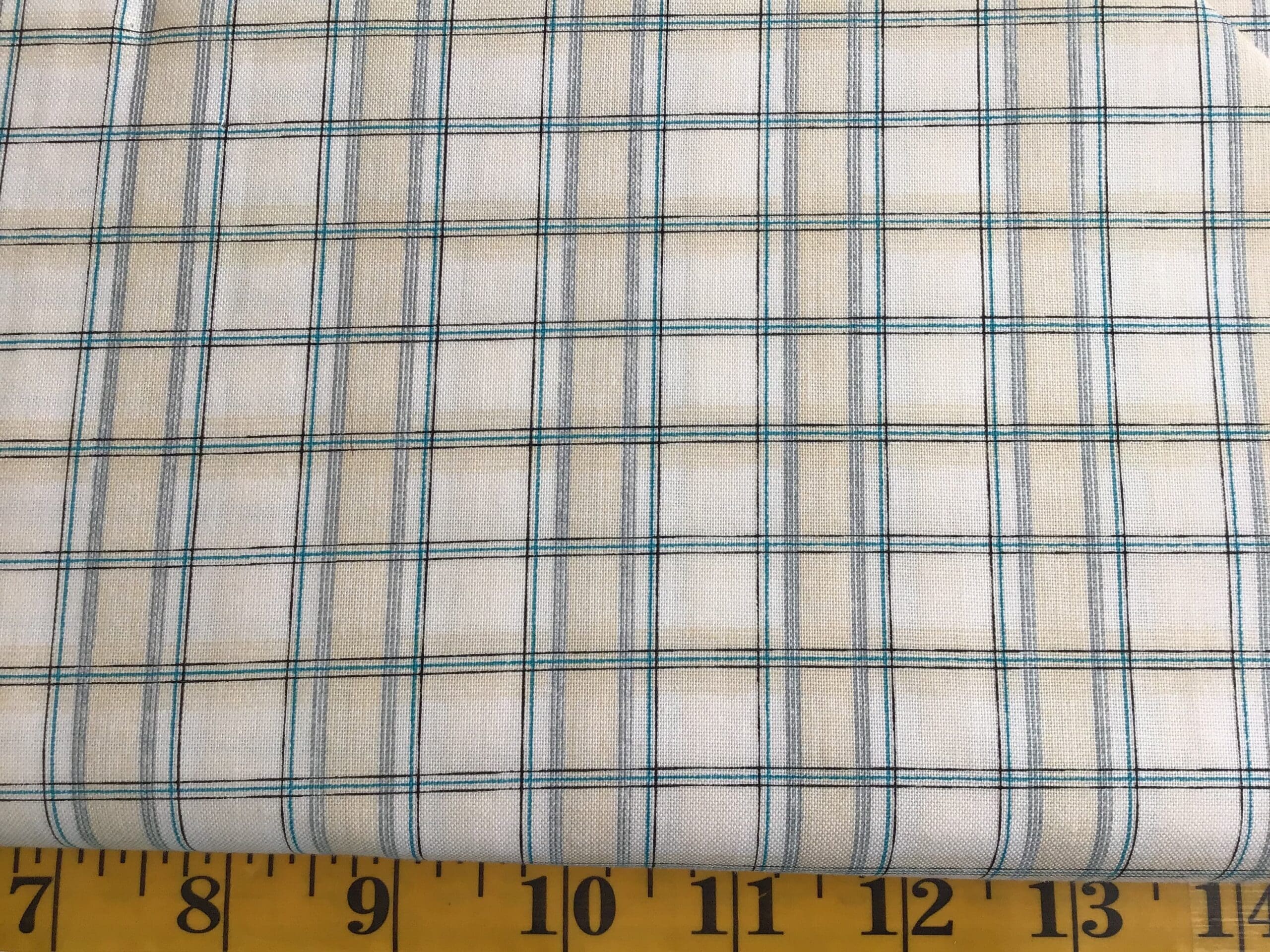 21120 COTTAGE BASICS Teal check on cream 21120 cottage basics teal check on cream