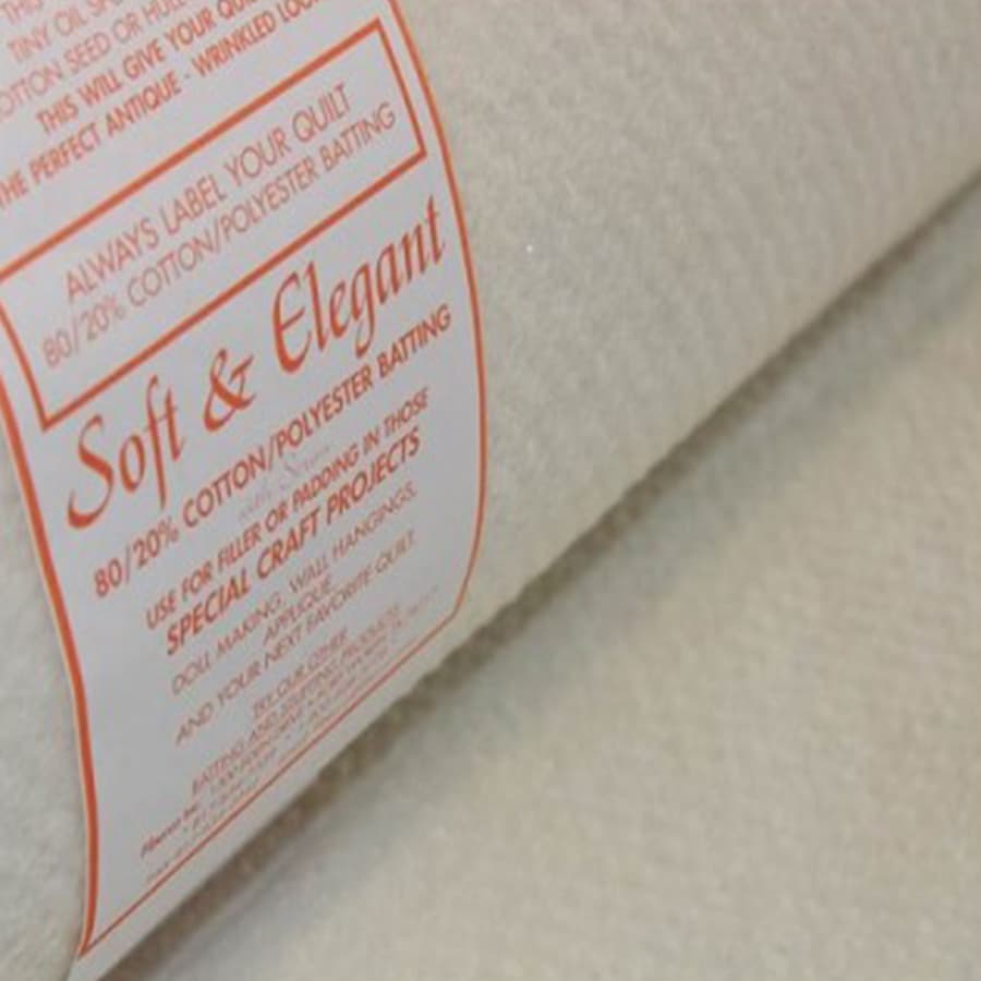 Soft & Elegant 80/20 Cotton/Polyester Wadding 90″ wide by Fiberco Soft & Elegant 80/20 Cotton/Polyester Wadding 90" wide by Fiberco