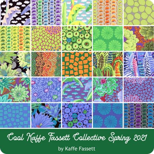 Kaffe Fassett FB4DRGPfeb21 Cool Design roll, green purple fabrics x40strips Kaffe Fassett FB4DRGPfeb21 Cool Design roll, green purple fabrics x40strips - Image 2
