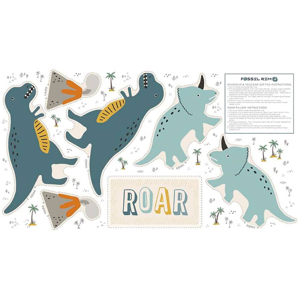 Fossil Rim Panel 28876 Blue Dinosaurs T Rex fabric by Riley Blake Fossil Rim Panel 28876 Blue Dinosaurs T Rex fabric by Riley Blake