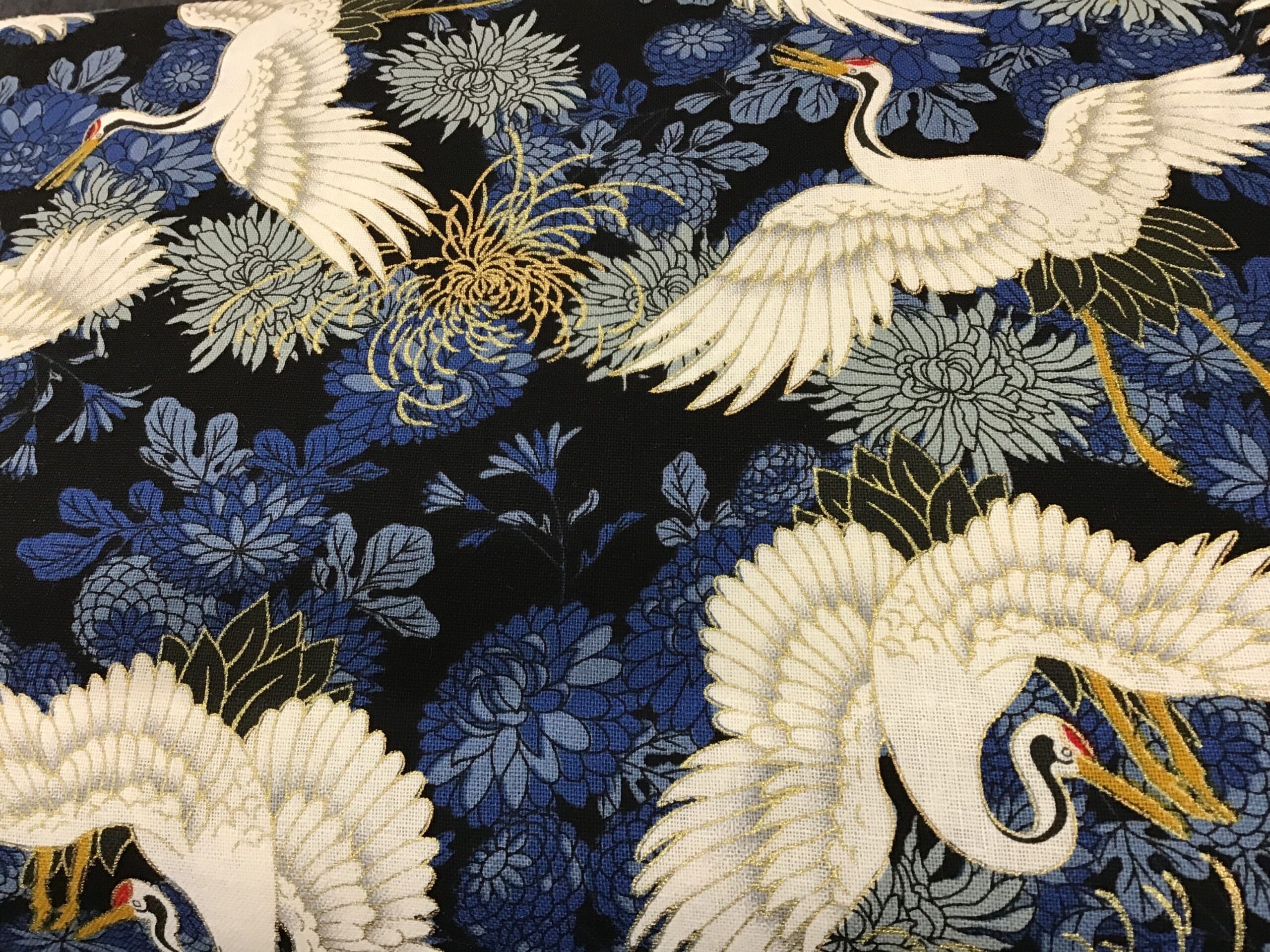 Cranes PO2692 Navy blue floral fabric. 54”wide Cranes PO2692 Navy blue floral fabric. 54”wide