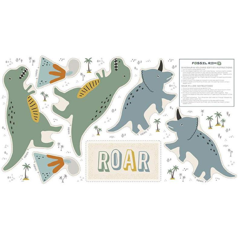 Fossil Rim Panel 28876 Green Dinosaurs, T Rex fabric by Riley Blake Fossil Rim Panel 28876 Green Dinosaurs, T Rex fabric by Riley Blake