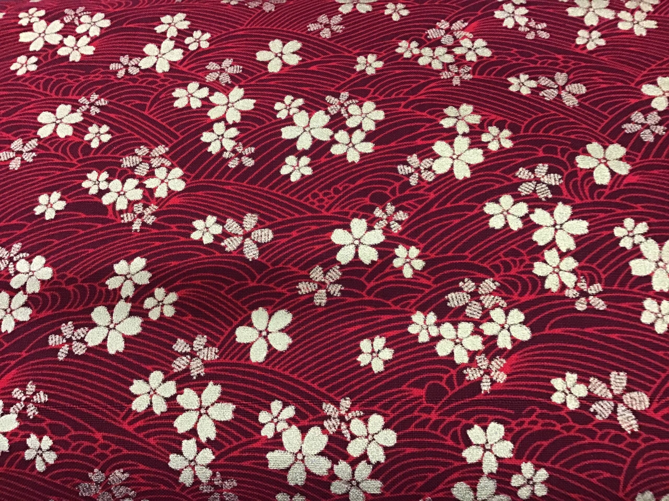 Cherry Blossom Metallic PO3261 Red fabric. 54” wide Cherry Blossom Metallic PO3261 Red fabric. 54” wide