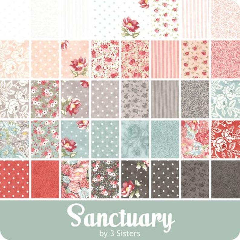 Sanctuary 44250JC Pink Grey Floral Jelly Roll by Three Sisters for Moda Sanctuary 44250JC Pink Grey Floral Jelly Roll by Three Sisters for Moda