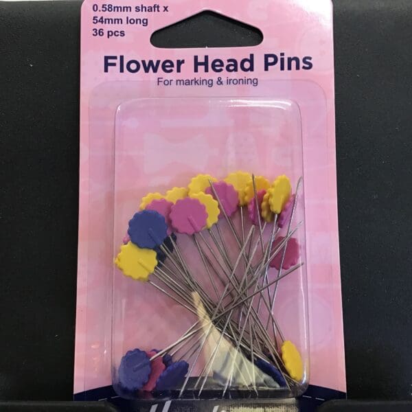 Flower/Flat Head Pins: Nickel – 54mm, 36 pieces Flower/Flat Head Pins: Nickel - 54mm, 36 pieces