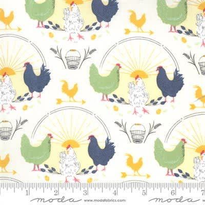 Break of Day 4310011 Chickens on Cream by Sweetfire for Moda fabric Break of Day 4310011 Chickens on Cream by Sweetfire for Moda fabric