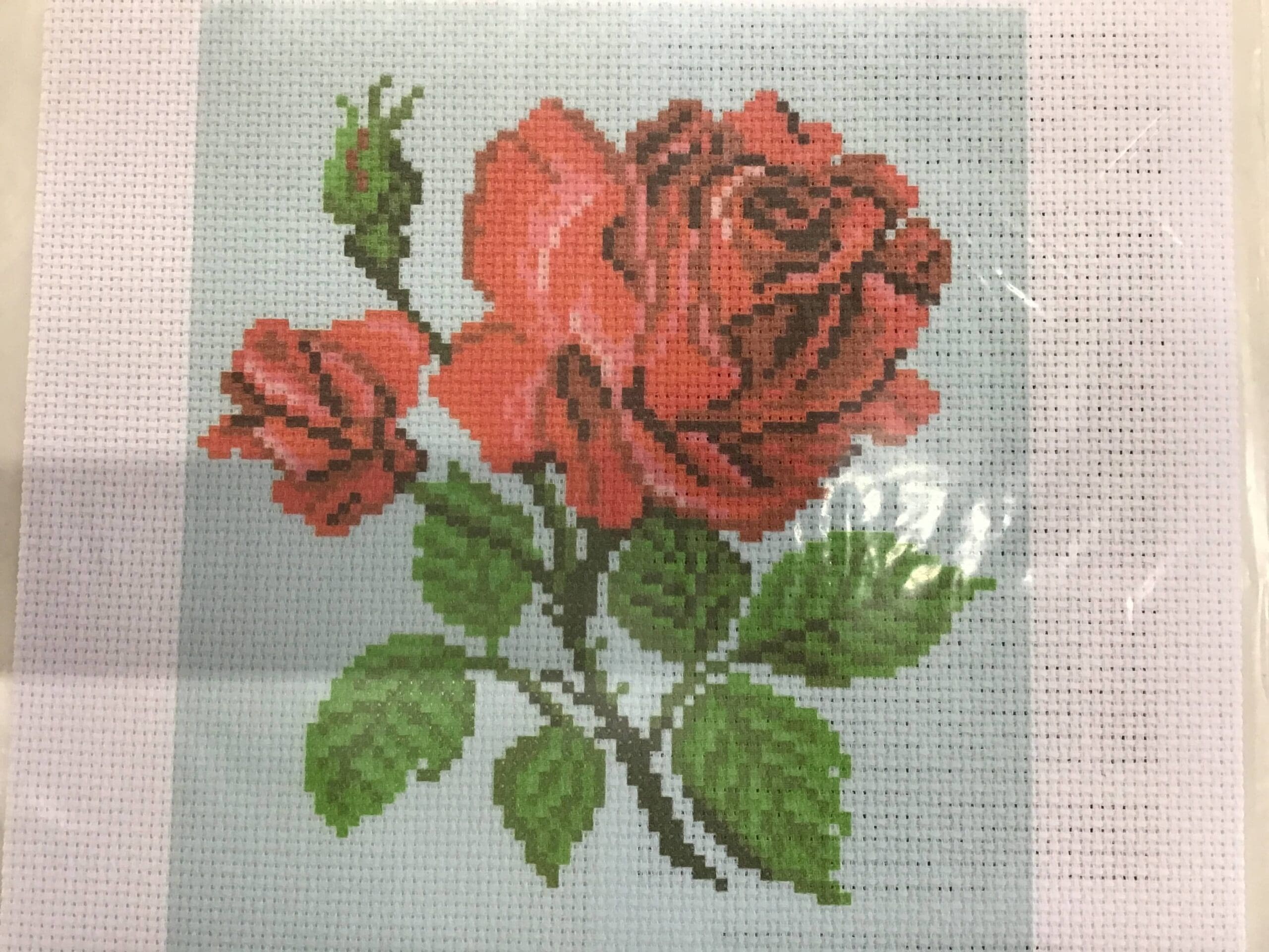 Rose Printed Cross stitch canvas 20x22cm by Collection D’art Rose Printed Cross stitch canvas 20x22cm by Collection D’art