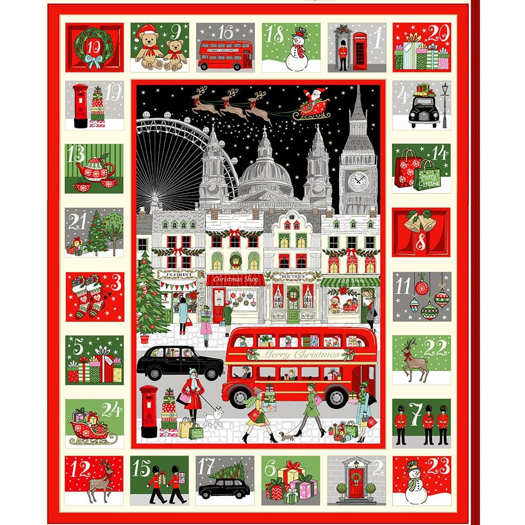 London 2369 Advent Calendar 60cm wide by Makower fabric London 2369 Advent Calendar 60cm wide by Makower fabric
