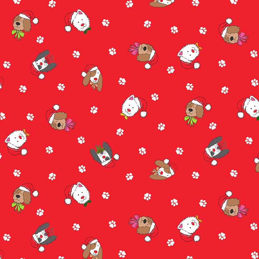 Yappy Christmas! 2366R Dogs Heads on Red by Makower fabrics Yappy Christmas! 2366R Dogs Heads on Red by Makower fabrics