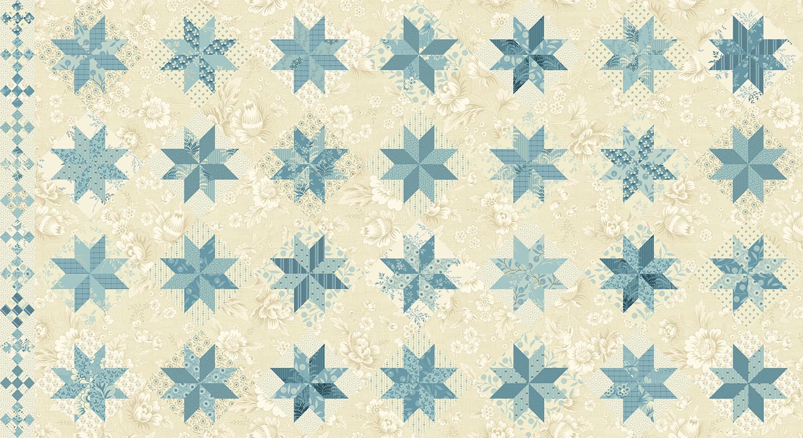 Bluebird 9848LB North Star Blue Cream Print fabric by Edyta Sitar for Laundry Basket Quilts Bluebird 9848LB North Star Blue Cream Print fabric by Edyta Sitar for Laundry Basket Quilts