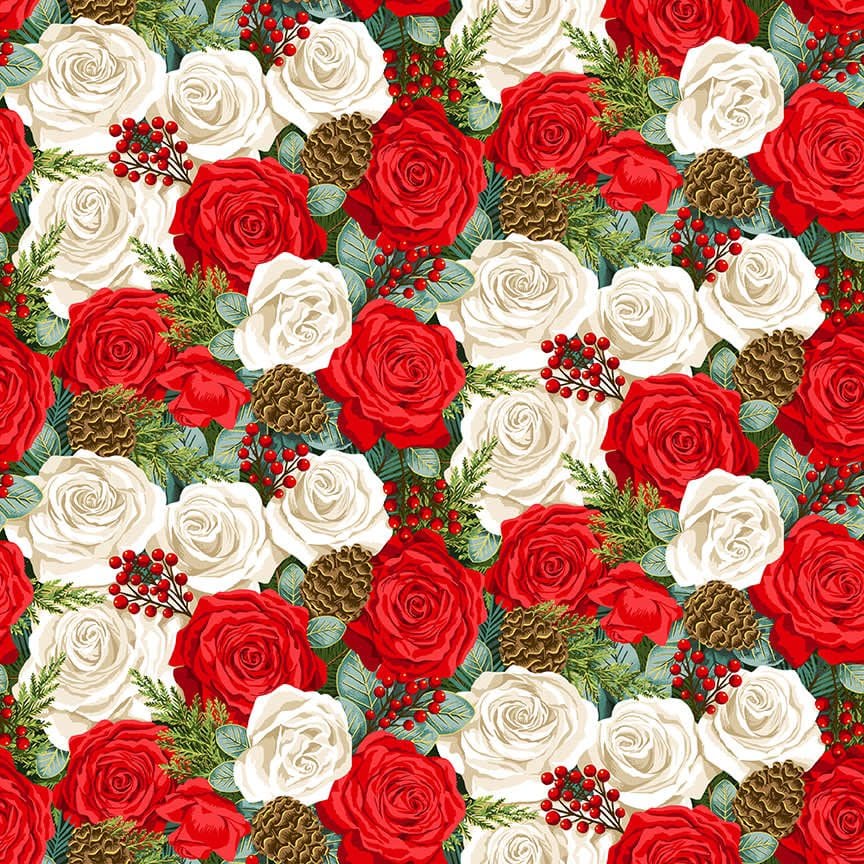 Classic 2371 Christmas Red Roses by Makower fabrics Classic 2371 Christmas Red Roses by Makower fabrics
