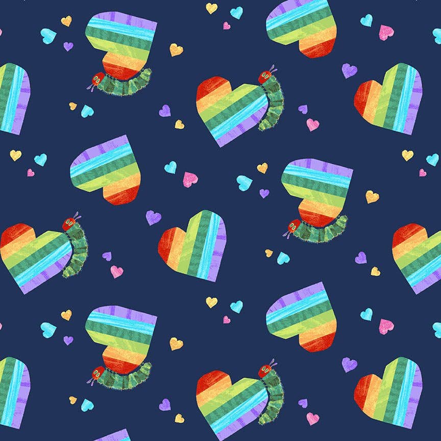 Hungry Caterpillar 9832B Rainbow Hearts fabric by Makower Hungry Caterpillar 9832B Rainbow Hearts fabric by Makower