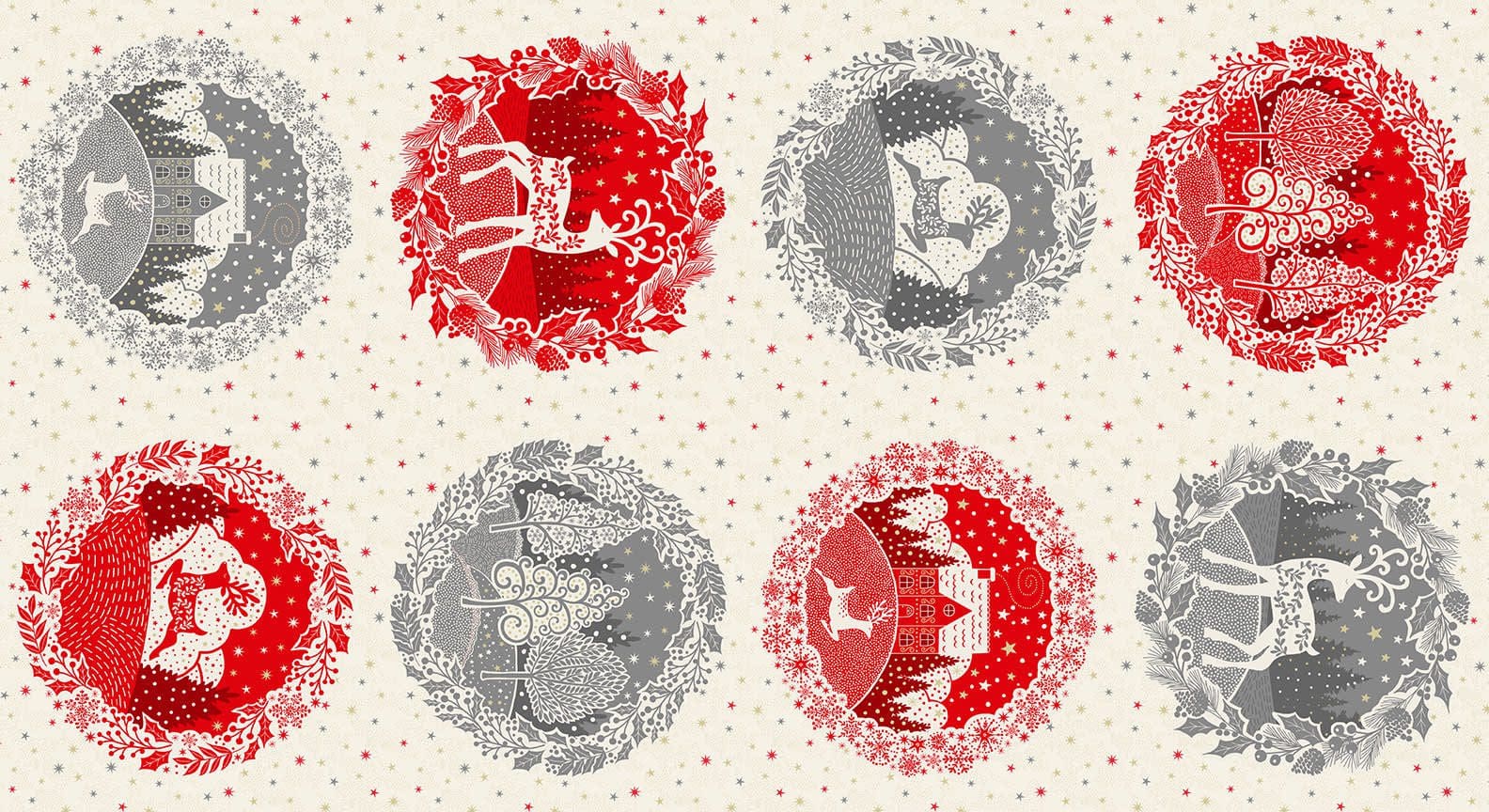 Scandi 23611 Reindeer Panel x 8 (60cm wide) by Makower fabrics Scandi 23611 Reindeer Panel x 8 (60cm wide) by Makower fabrics