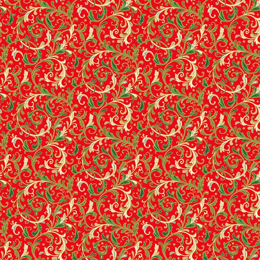 Classic 2373 Foliage green on red by Makower Classic 2373 Foliage green on red by Makower